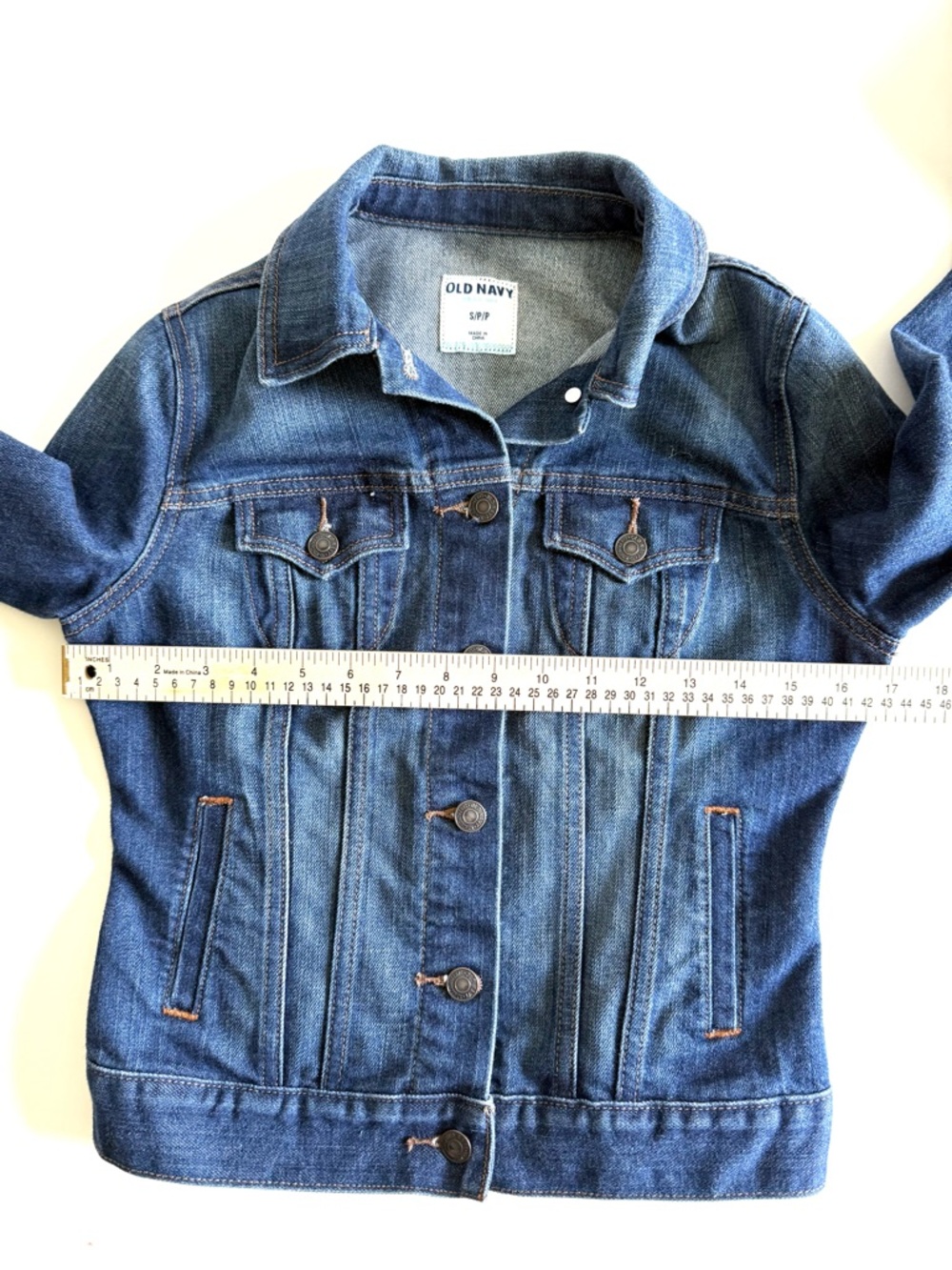 Old Navy Dark Worn Denim Trucker Jean Jacket Vintage 2012 Size S Classic - Picture 7 of 12